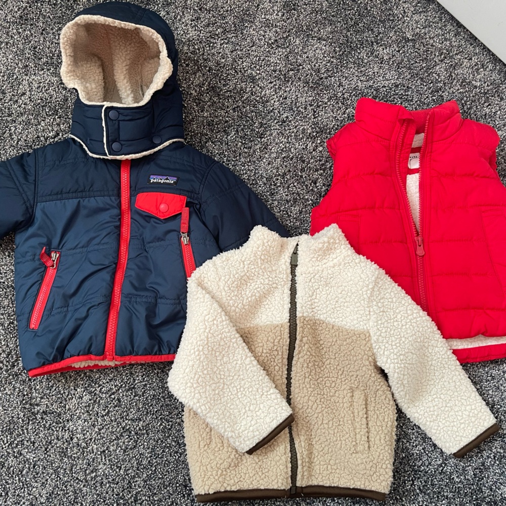 Patagonia Kids Puffers - Navy, Red, Cream